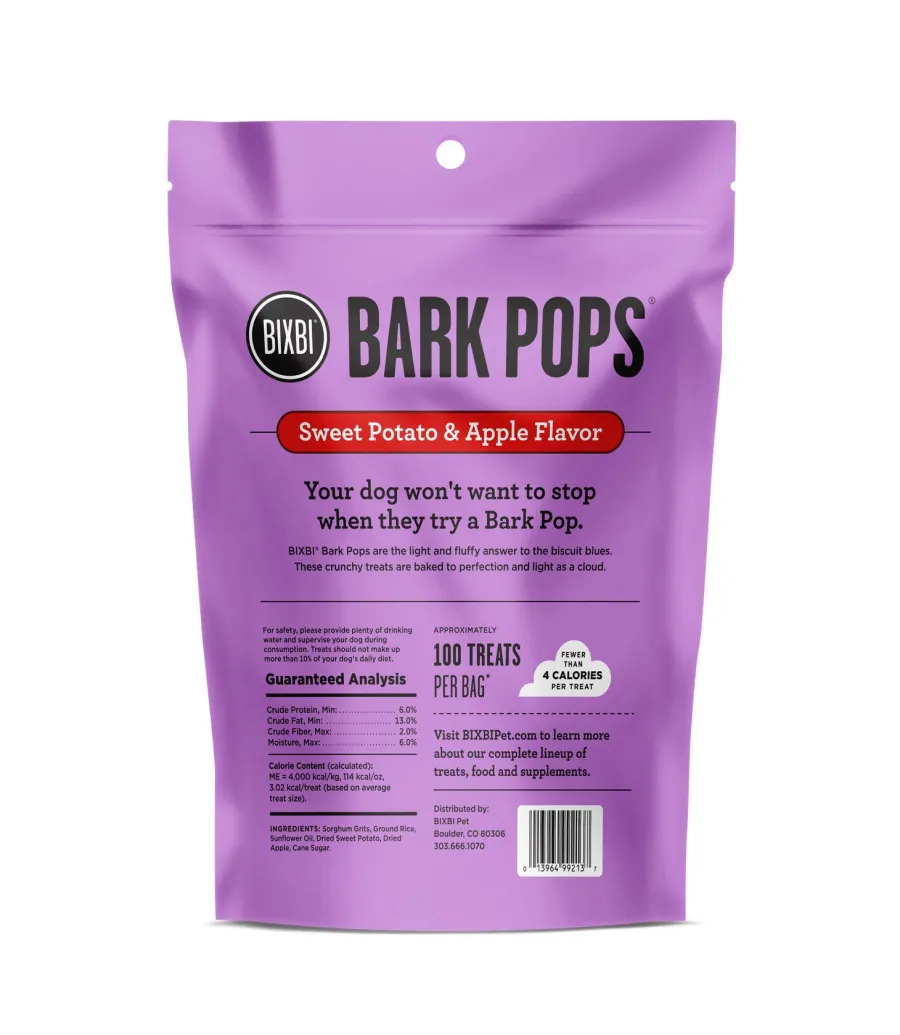 Hot BIXBI Pet BIXBI Bark Pops Sweet Potato & Apple Flavor Dog Treats, 4-oz