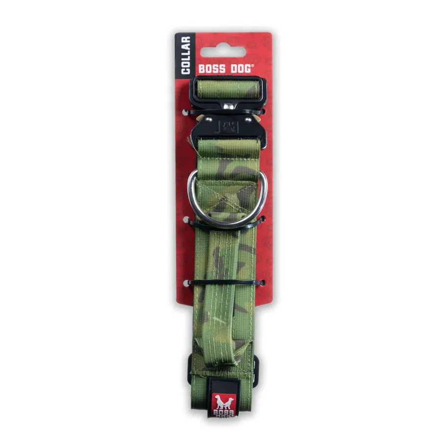 Clearance Boss Dog Boss Tactical Dog Collar, Camo Green, 1.2-in x 13-16-in
