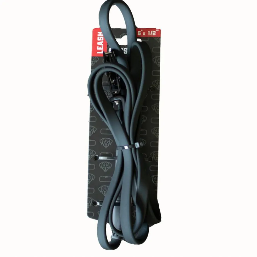 New Boss Dog Tactical TPU Tracking Dog Leash, Black, 0.5-in x 6-ft