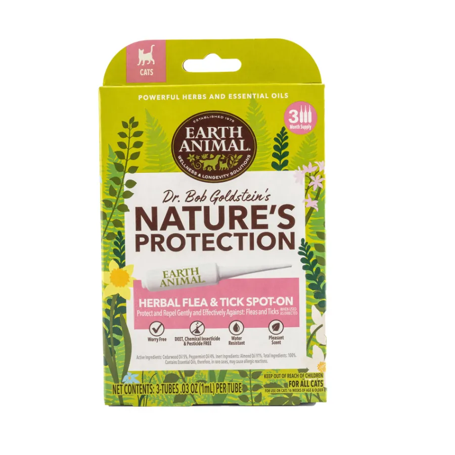 New Earth Animal Nature's Protection Flea & Tick Prevention Herbal Spot-On for Cats, 3-pack