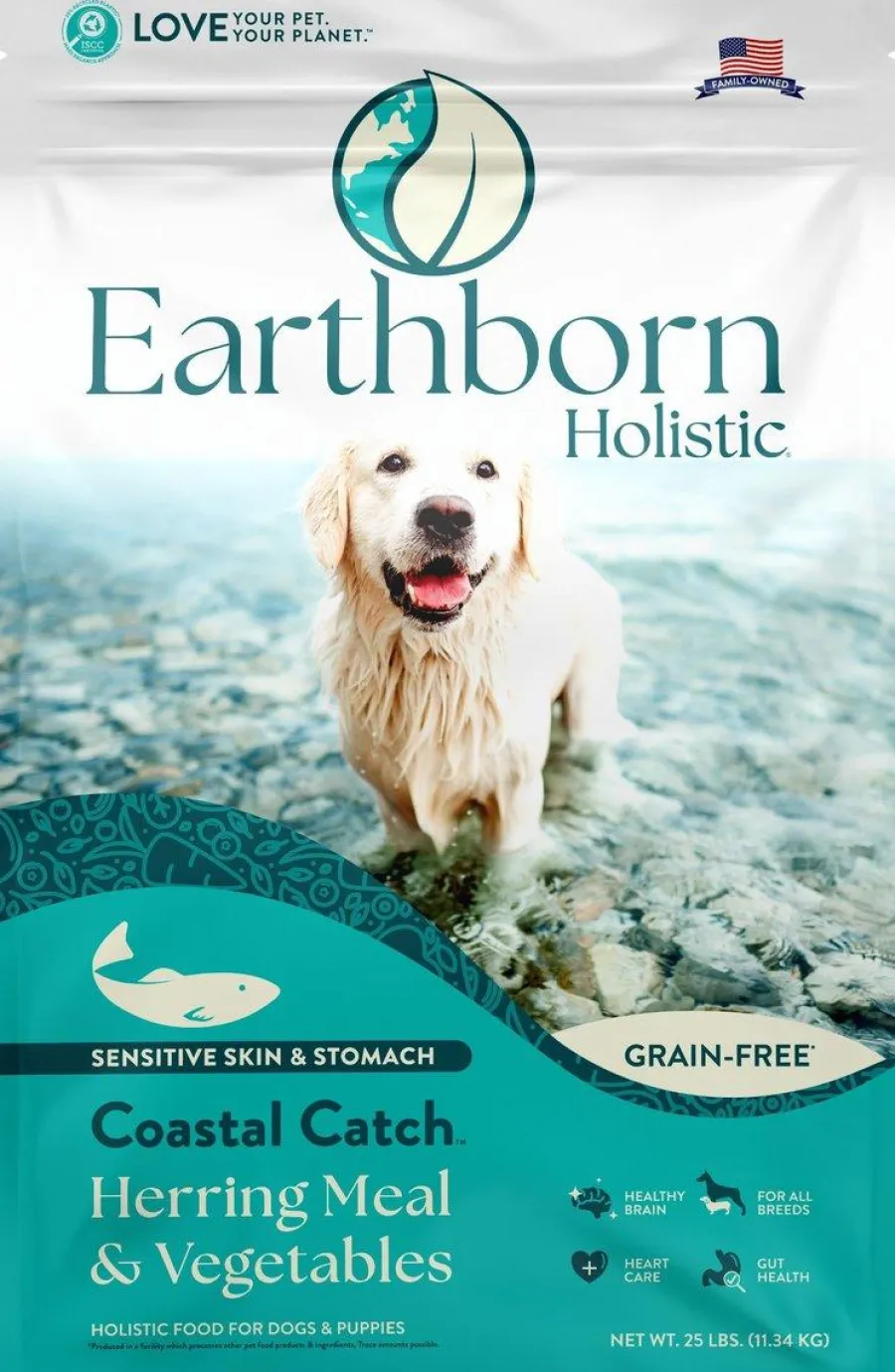 Best Sale Earthborn Holistic Coastal Catch Herring Meal & Vegetables Grain-Free Dry Dog Food, 25-lb