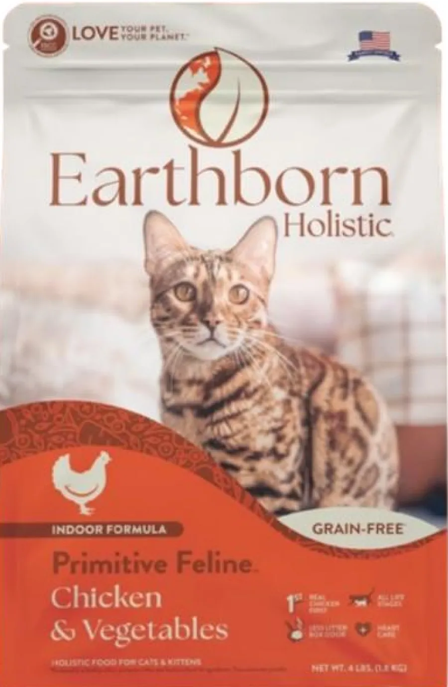 Store Earthborn Holistic Primitive Feline Chicken & Vegetables Indoor Formula Dry Cat Food, 12.5-lb