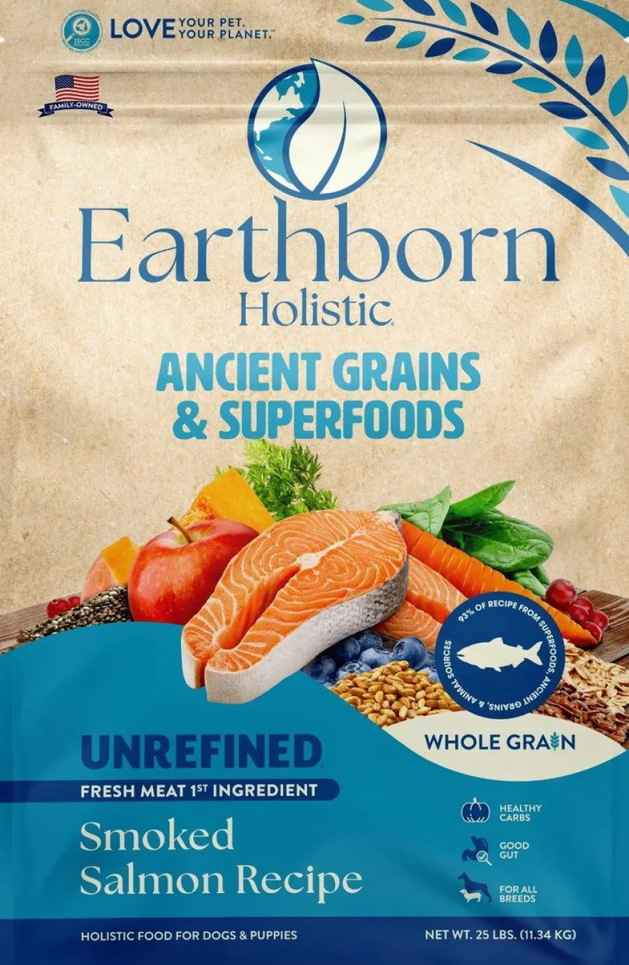 Cheap Earthborn Holistic Unrefined Smoked Salmon with Ancient Grains & Superfoods Dry Dog Food, 4-lb