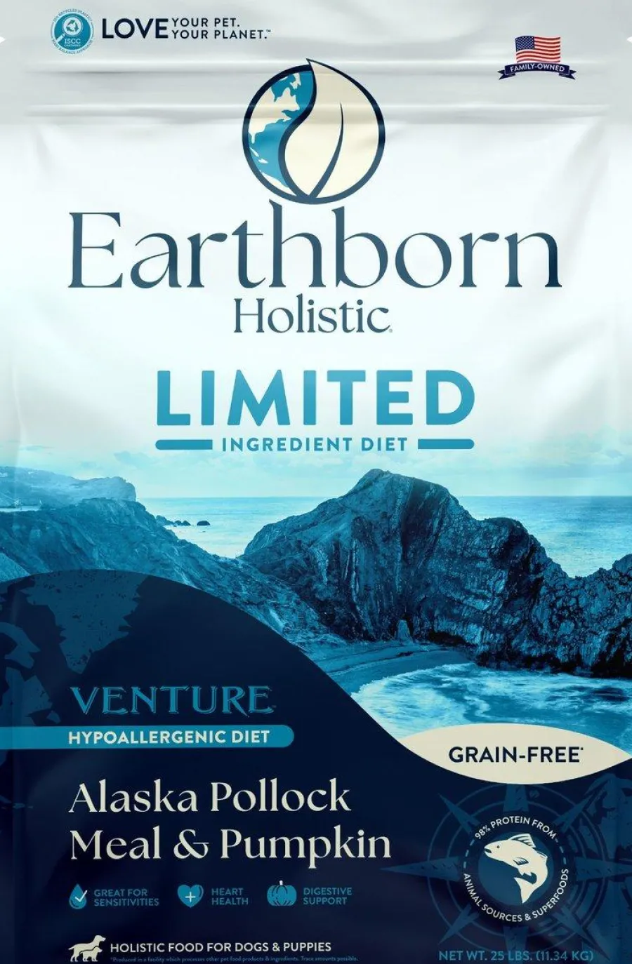 Cheap Earthborn Holistic Venture Limited Ingredient Alaska Pollock Meal & Pumpkin Grain-Free Dry Dog Food, 4-lb