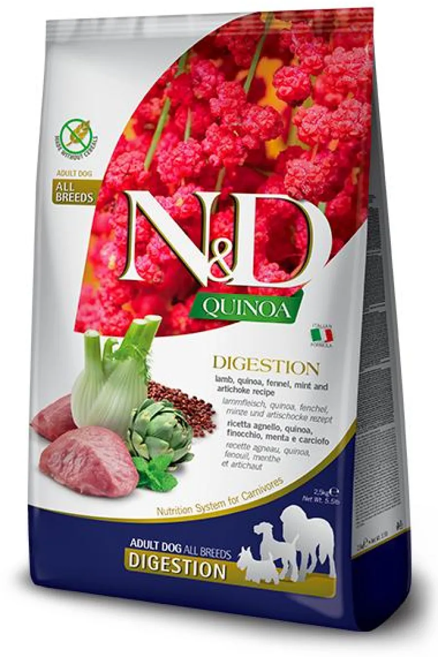 Best Farmina N&D Quinoa Digestion Lamb Adult Medium & Maxi Dry Dog Food, 5.5-lb