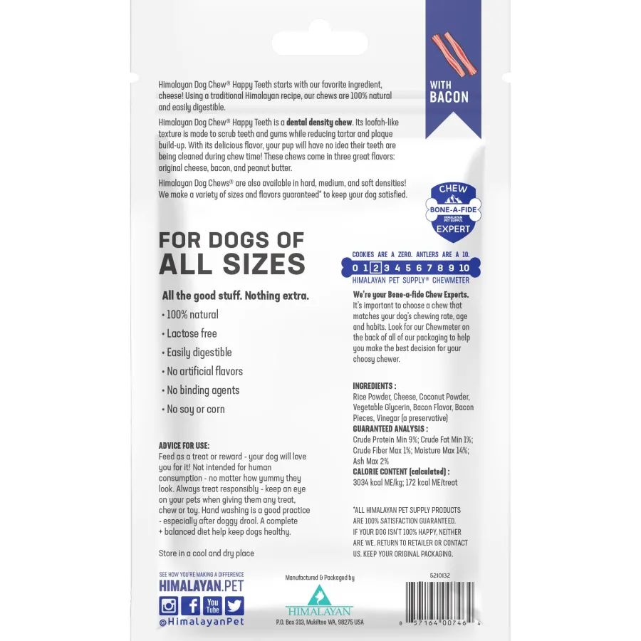 Shop Himalayan Pet Supply Happy Teeth Dental Dog Chew, Bacon, 2-count