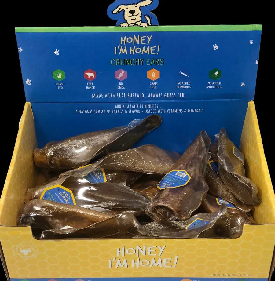 Sale Honey I'm Home Natural Honey Coated Buffalo Crunchy Ears Dog Treats, 1 count