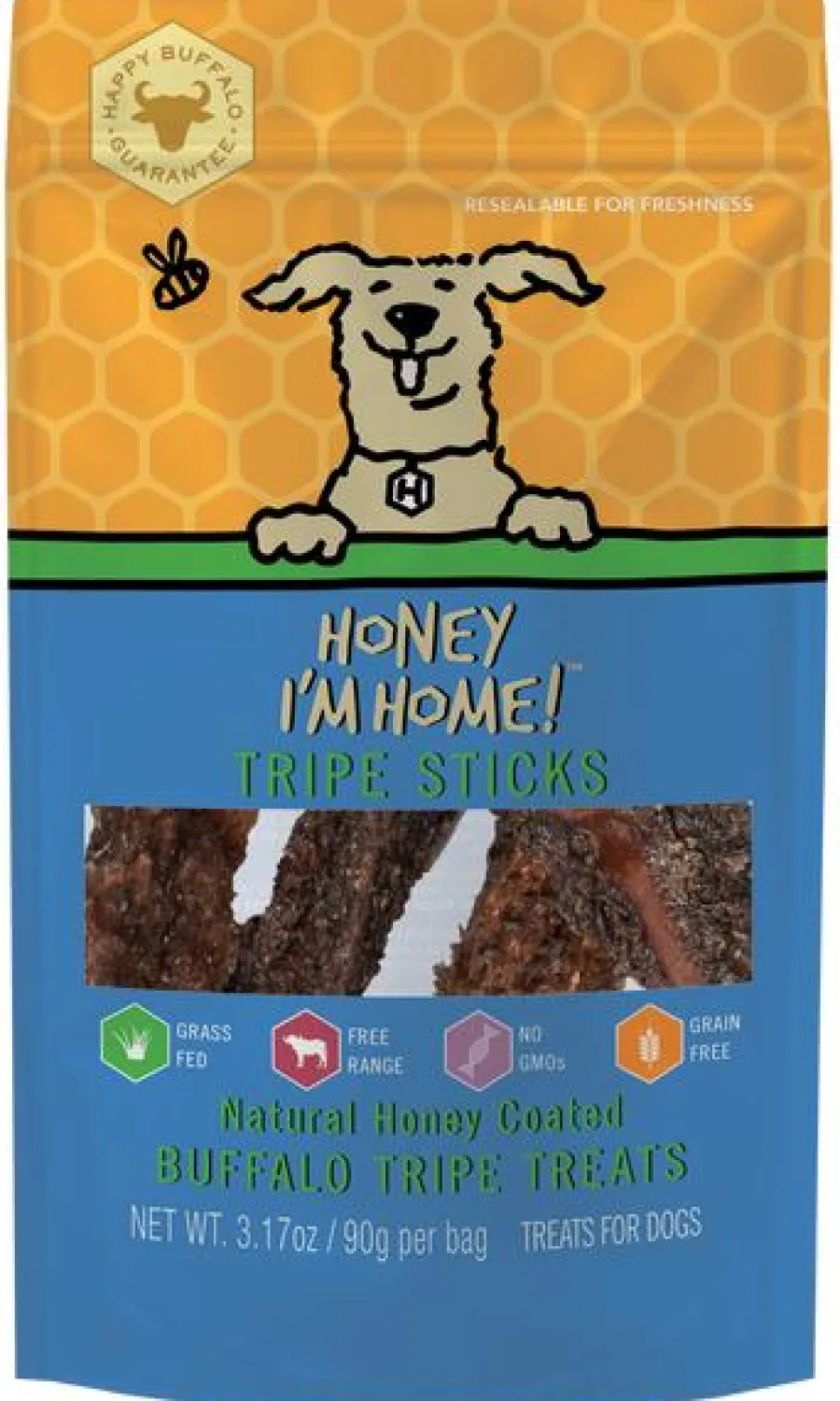 Cheap Honey I'm Home Natural Honey Coated Buffalo Tripe Sticks Dog Treats, 3.17-oz