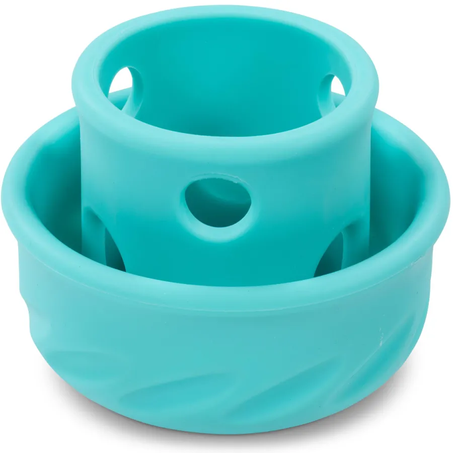 New Messy Mutts Totally Pooched Puzzle'n Play Mushroom Dog Toy, Teal, 4-in x 3.5-in