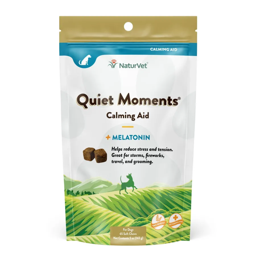 Cheap NaturVet Quiet Moments Calming Aid Plus Melatonin Soft Chews Dog Supplement, 65-count