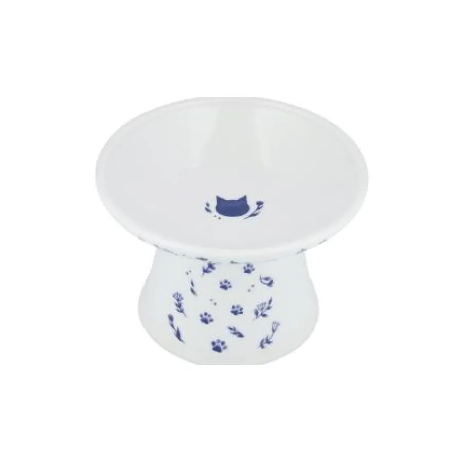 Flash Sale Necoichi Tilted Stress Free Raised Cat Food Bowl, Nordic Blue, 6.06 x 6.06 x 4.13-in