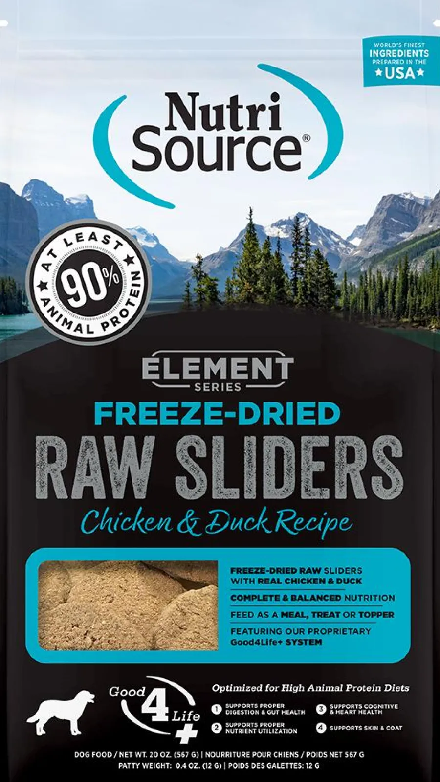 Outlet NutriSource Element Series Chicken & Duck Raw Sliders Freeze-Dried Dog Food, 20-oz
