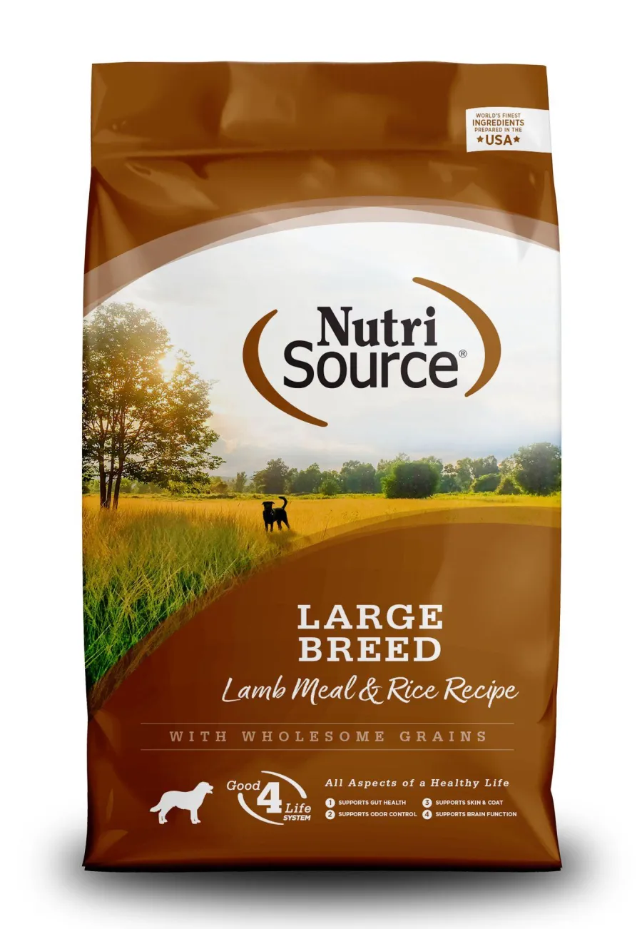 Flash Sale NutriSource Large Breed Lamb Meal & Rice Recipe with Wholesome Grains Dry Dog Food, 26-lb