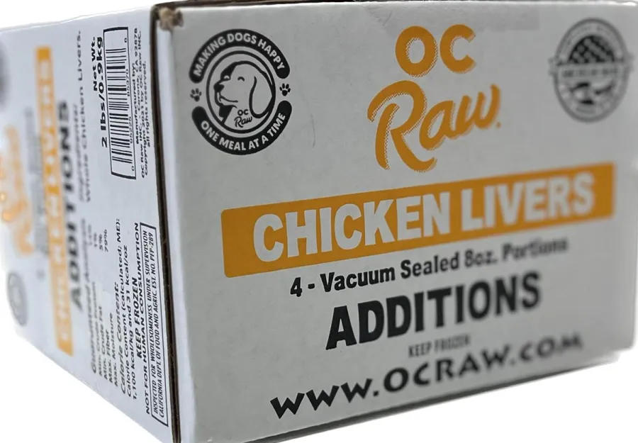 Outlet OC Raw Additions Whole Chicken Liver Frozen Dog Food, 2-lb