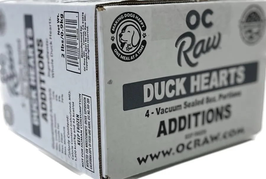 Outlet OC Raw Additions Whole Duck Heart Frozen Dog Food, 2-lb