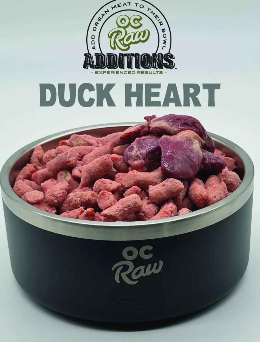 Outlet OC Raw Additions Whole Duck Heart Frozen Dog Food, 2-lb