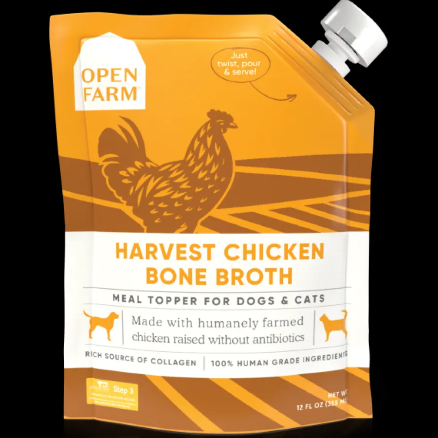 Sale Open Farm Harvest Chicken Bone Broth Cat & Dog Meal Topper, 12-fl-oz