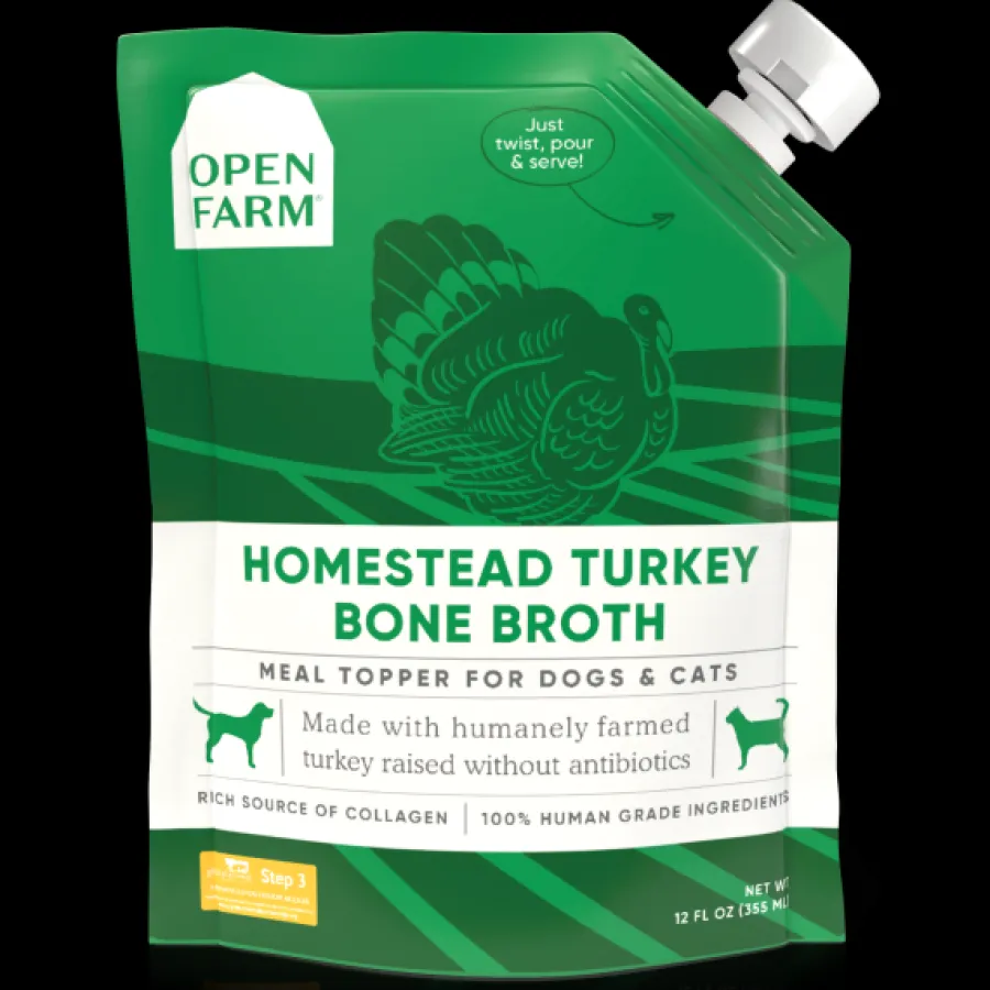 Cheap Open Farm Homestead Turkey Bone Broth Cat & Dog Meal Topper, 12-fl-oz