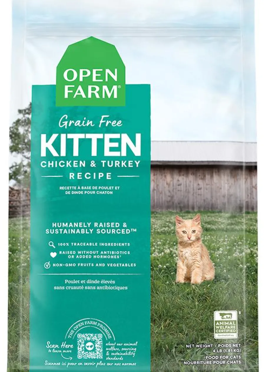 New Open Farm Kitten Chicken & Turkey Recipe Grain-Free Dry Cat Food, 4-lb