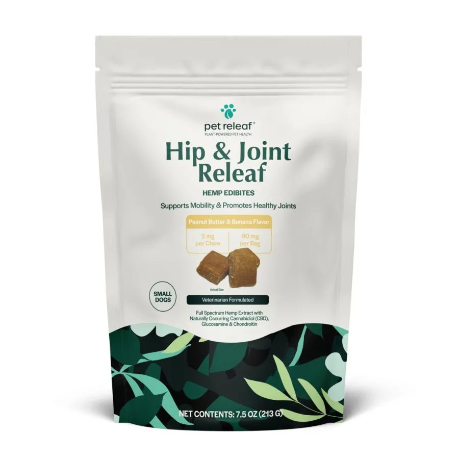Outlet Pet Releaf Hip & Joint Releaf Edibites Peanut Butter & Banana Alternative Supplement for Small Dogs, 7.5-oz
