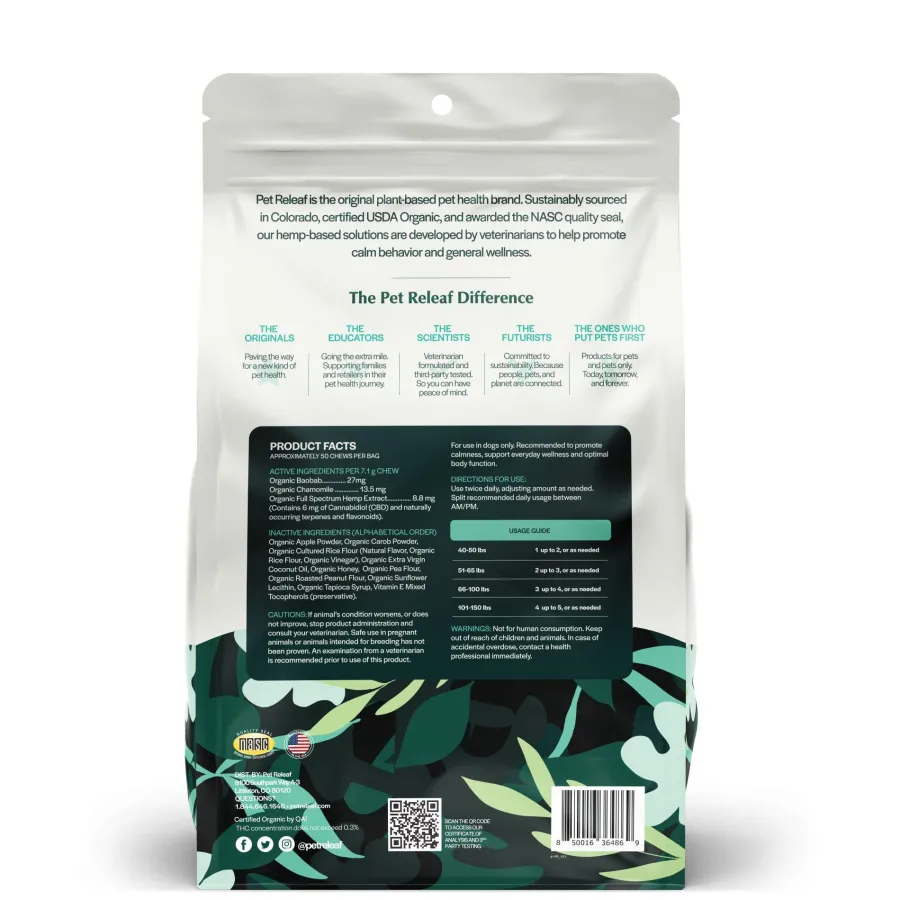 Discount Pet Releaf Stress Releaf Edibites Peanut Butter & Carob Alternative Supplement for Medium to Large Dogs, Family Size, 12.5-oz