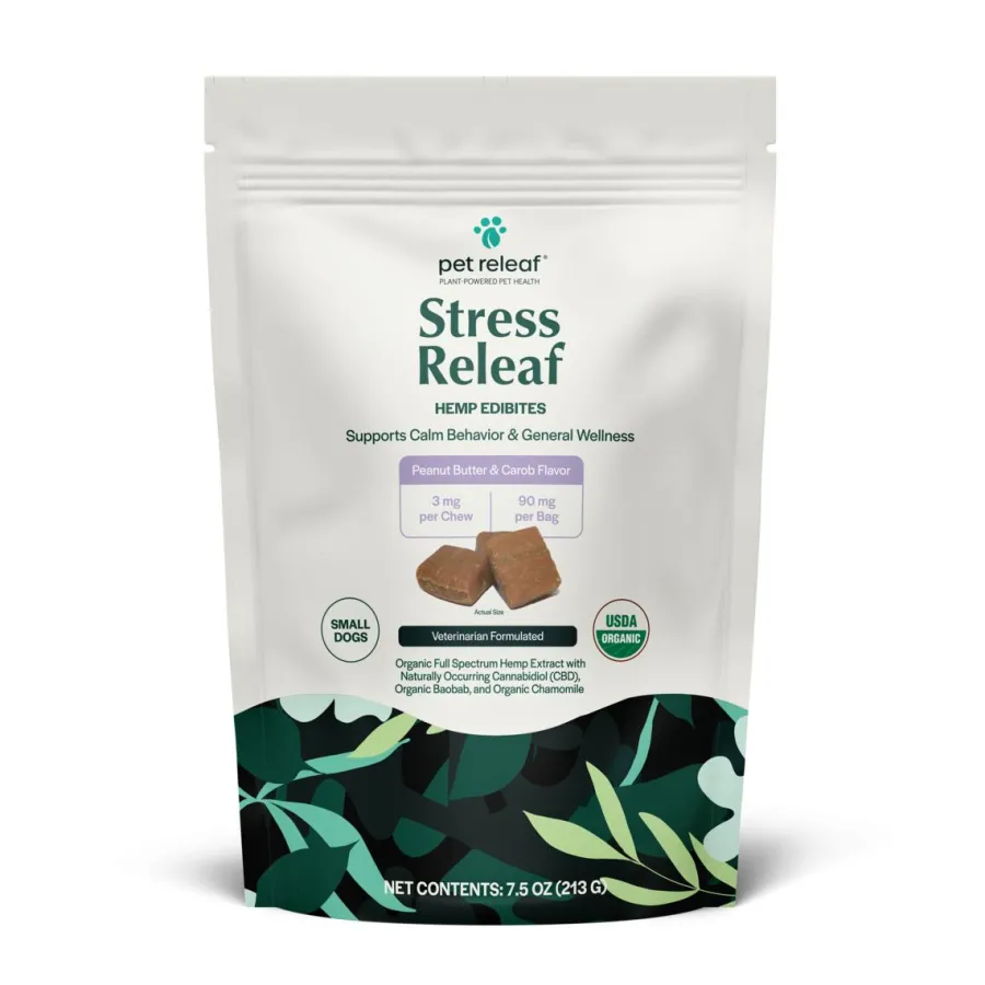 Discount Pet Releaf Stress Releaf Edibites Peanut Butter & Carob Alternative Supplement for Small Dogs, 7.5-oz
