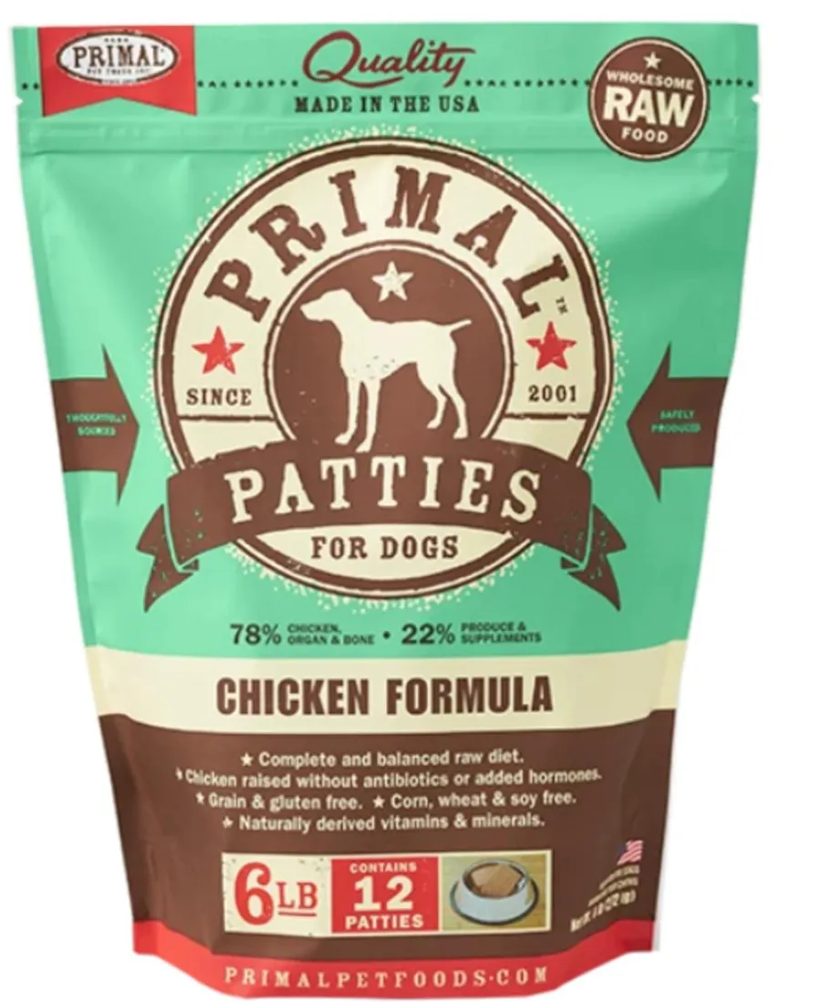Discount Primal Pet Foods Primal Chicken Formula Patties Raw Frozen Dog Food, 6-lb