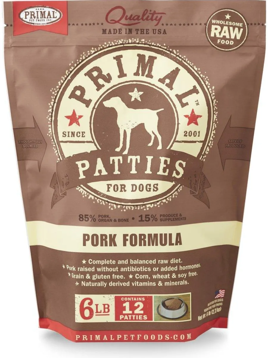 Cheap Primal Pet Foods Primal Pork Formula Patties Raw Frozen Dog Food, 6-lb