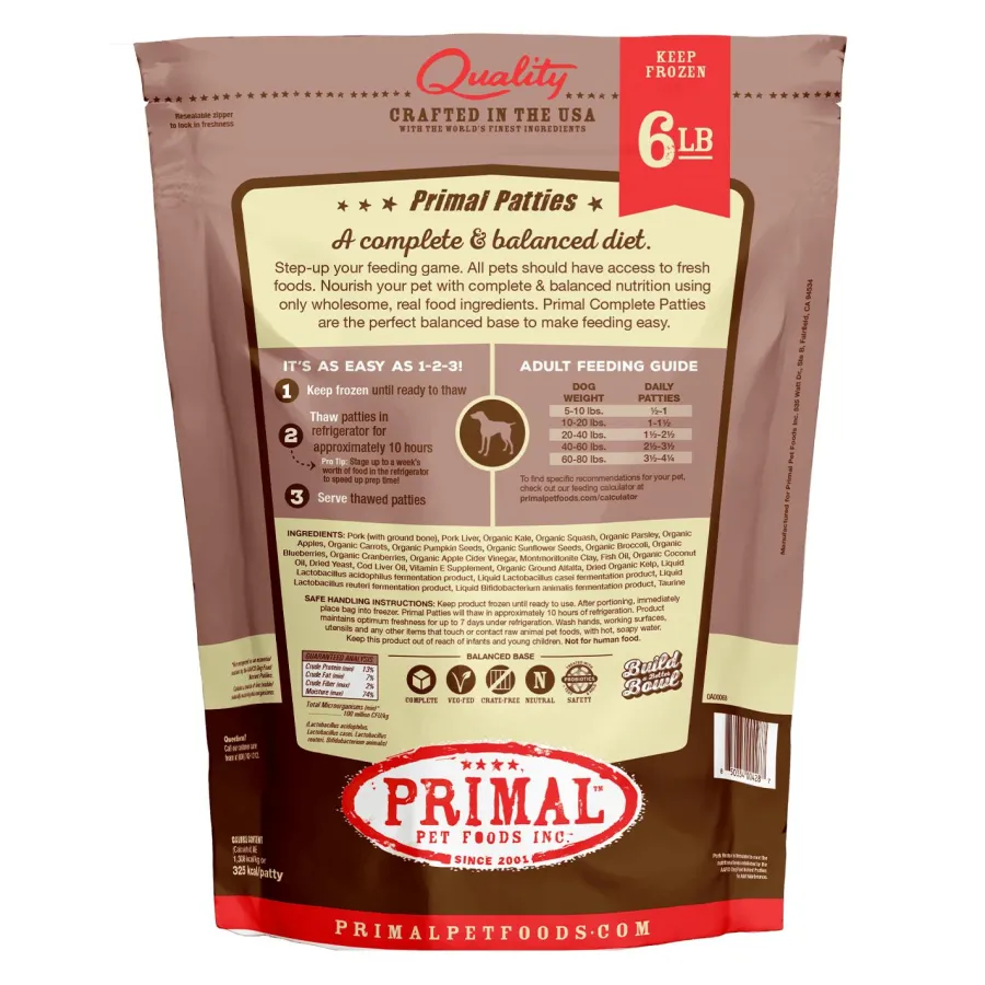 Cheap Primal Pet Foods Primal Pork Formula Patties Raw Frozen Dog Food, 6-lb