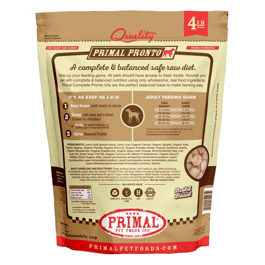 Cheap Primal Pet Foods Primal Pronto Raw Frozen Lamb Formula Dog Food, 4-lb