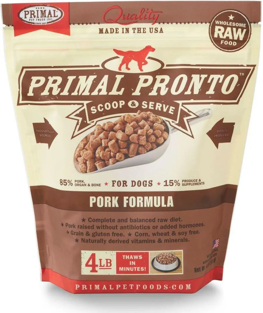 Discount Primal Pet Foods Primal Pronto Raw Frozen Pork Formula Dog Food, 4-lb