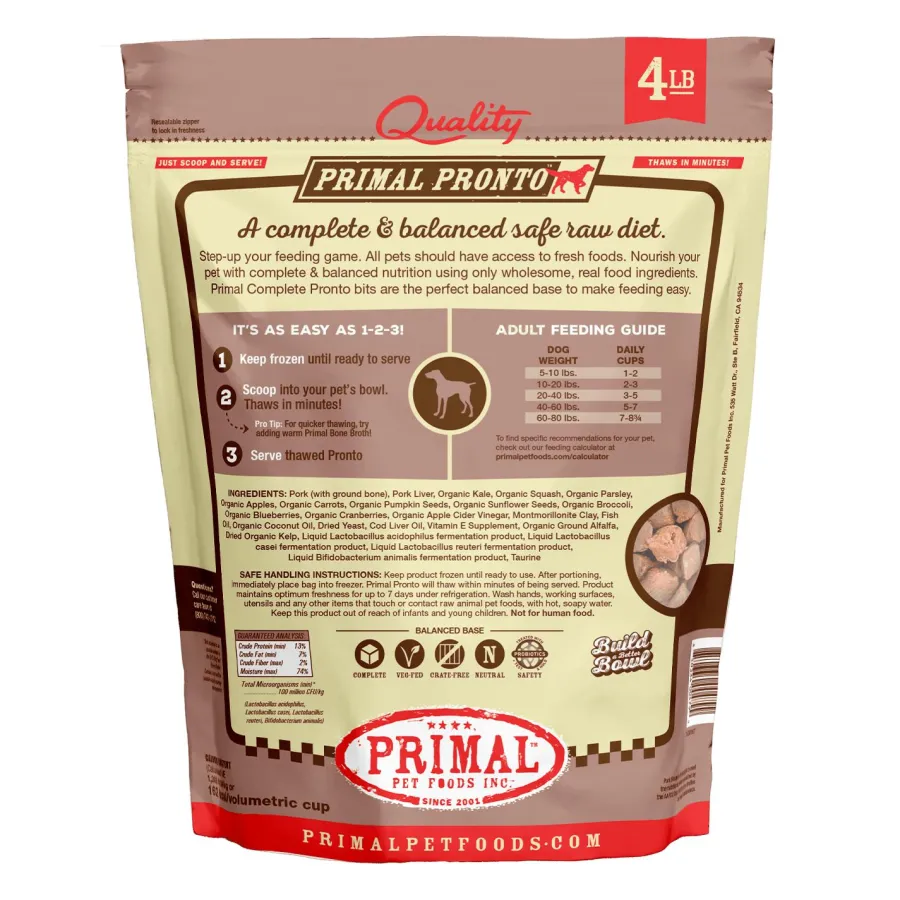 Discount Primal Pet Foods Primal Pronto Raw Frozen Pork Formula Dog Food, 4-lb