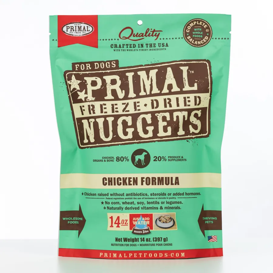 Sale Primal Pet Foods Primal Raw Freeze-Dried Nuggets Chicken Formula Dog Food, 14-oz