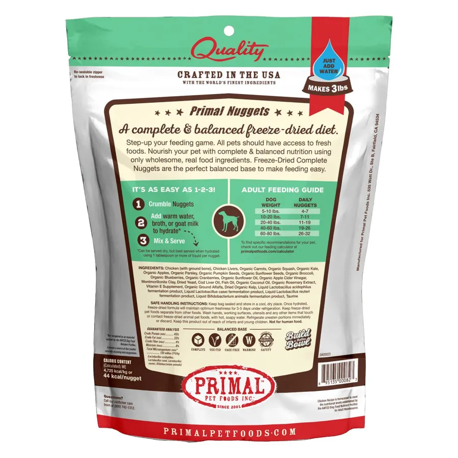 Sale Primal Pet Foods Primal Raw Freeze-Dried Nuggets Chicken Formula Dog Food, 14-oz