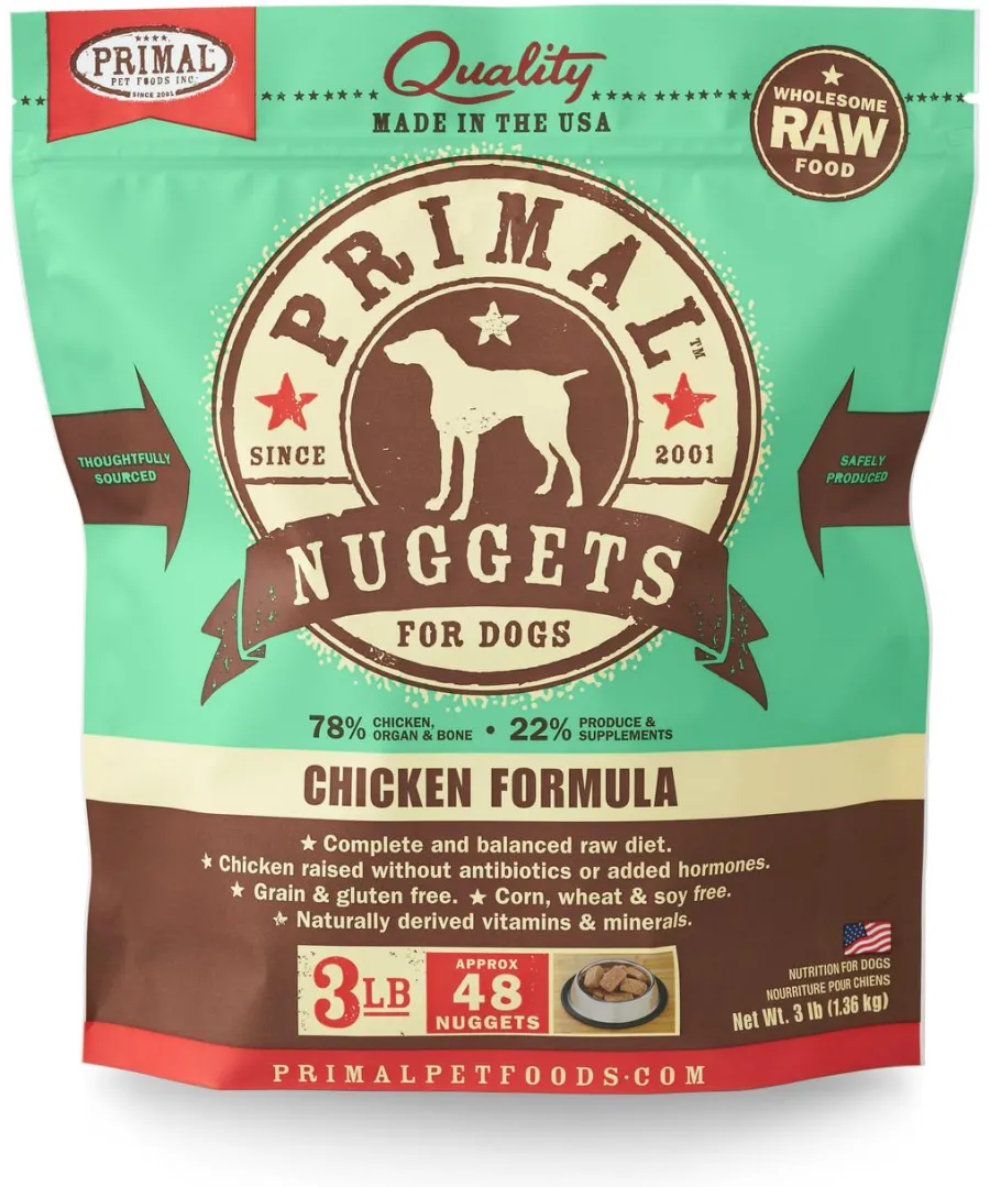 Sale Primal Pet Foods Primal Raw Frozen Nuggets Chicken Formula Dog Food, 3-lb