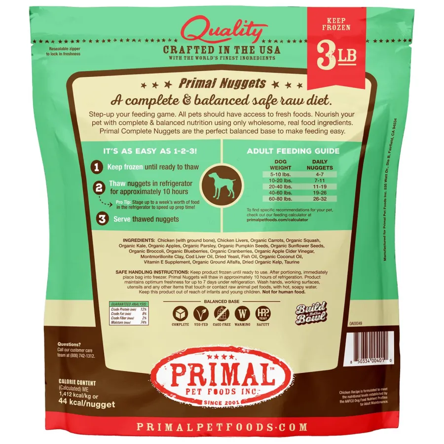 Sale Primal Pet Foods Primal Raw Frozen Nuggets Chicken Formula Dog Food, 3-lb