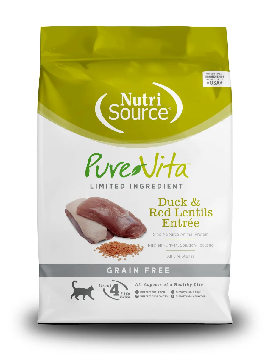 Clearance PureVita Limited Ingredient Duck & Red Lentils Entree Grain-Free Dry Cat Food, 6.6-lb (**)