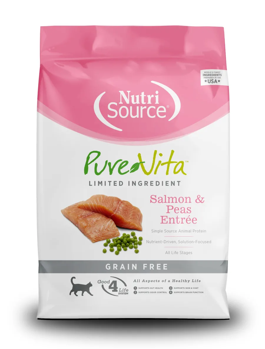 Clearance PureVita Limited Ingredient Salmon & Peas Entree Grain-Free Dry Cat Food, 4-lb