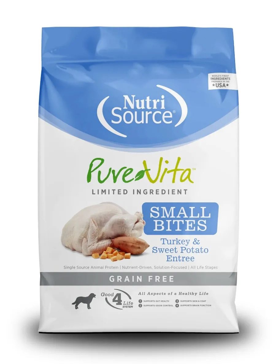 Cheap PureVita Small Bites Turkey & Sweet Potato Entree Grain Free Dry Dog Food, 4-lb