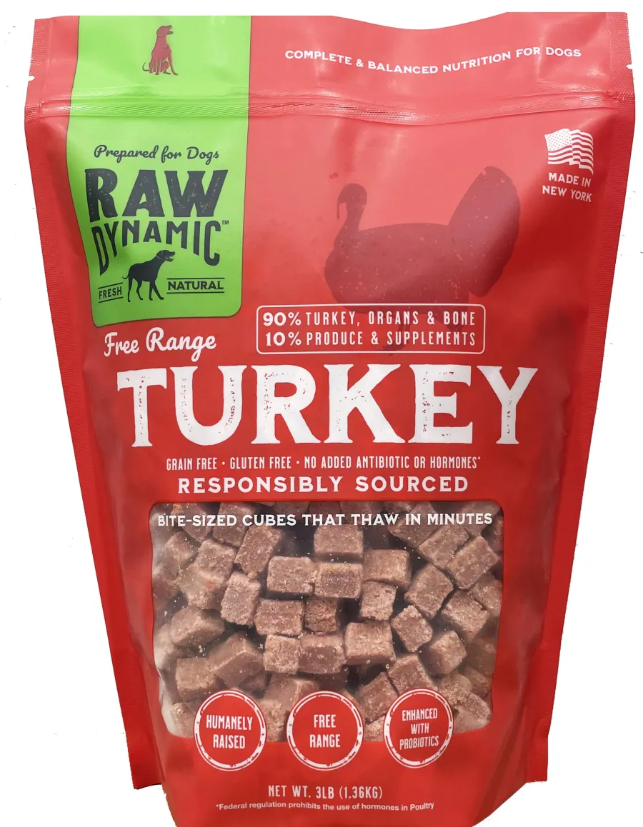 Flash Sale Raw Dynamic Turkey Frozen Raw Dog Food, 3-lb