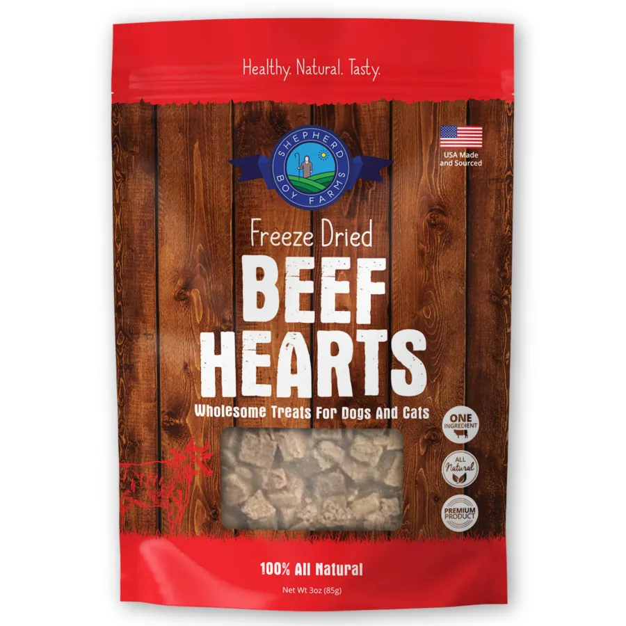 Online Shepherd Boy Farms Beef Heart Freeze-Dried Dog & Cat Treats, 3-oz