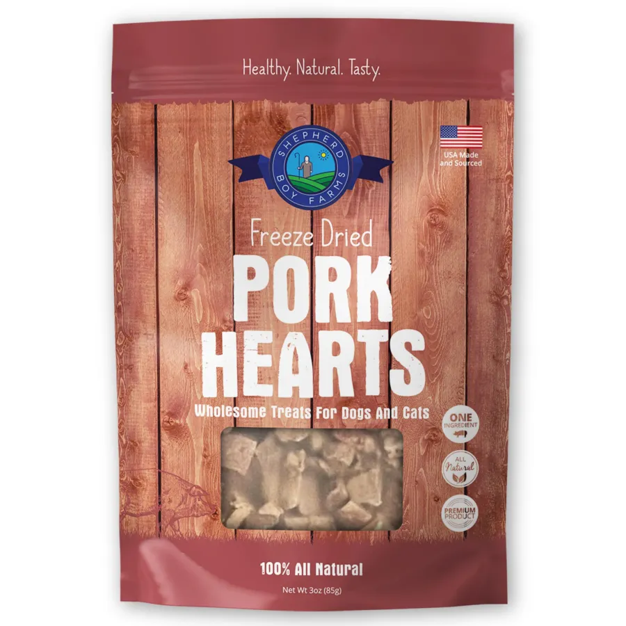 Fashion Shepherd Boy Farms Pork Heart Freeze-Dried Dog & Cat Treats, 3-oz
