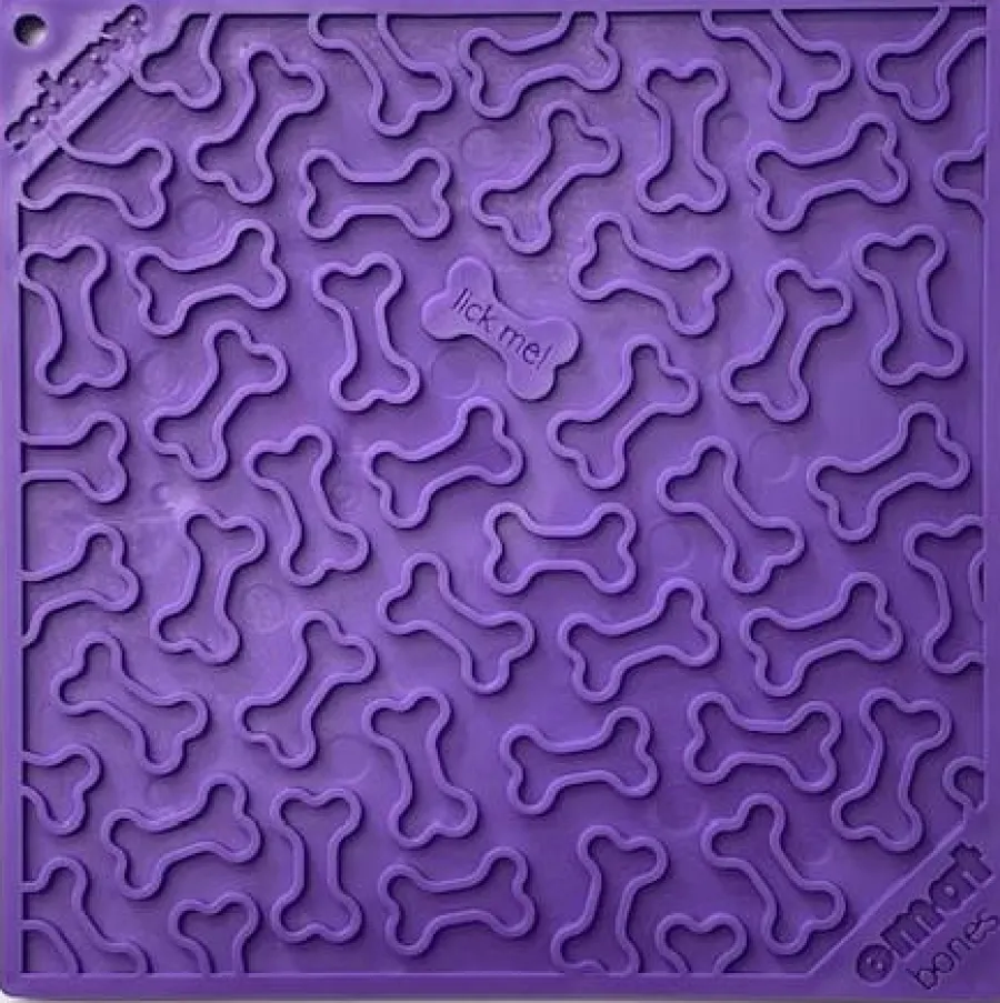 Shop SodaPup eMat Bones Design Enrichment Lick Mat Dog Slow Feeder, Purple, Large