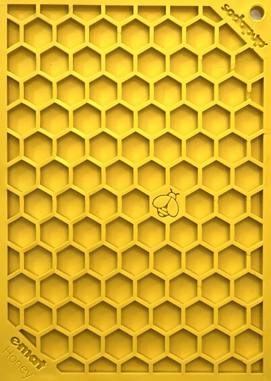 Flash Sale SodaPup eMat Honeycomb Design Enrichment Lick Mat Dog Slow Feeder, Yellow, Small