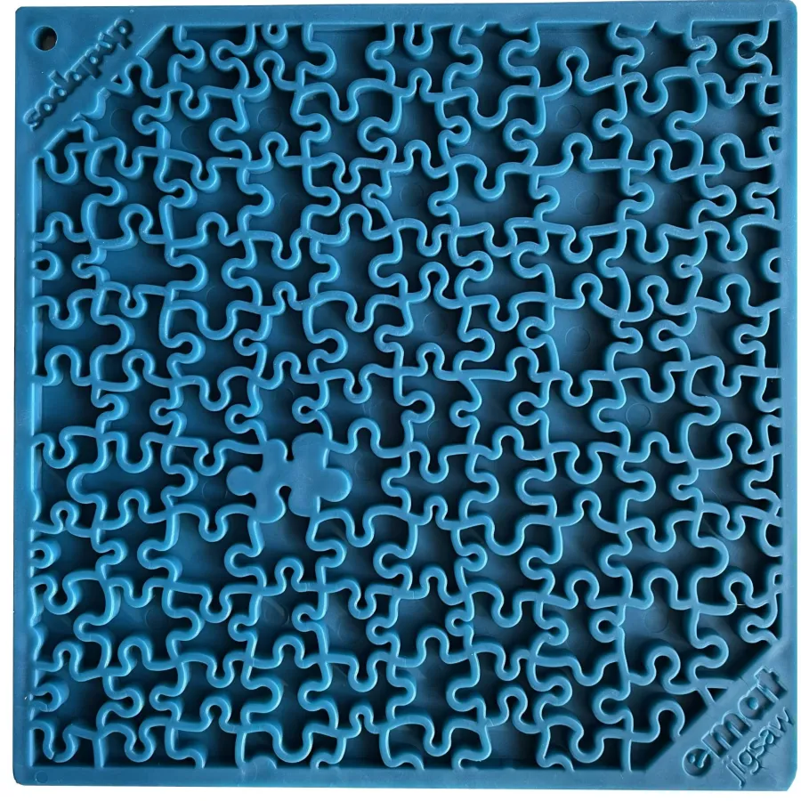 Fashion SodaPup eMat Jigsaw Design Enrichment Lick Mat Dog Slow Feeder, Blue, Large