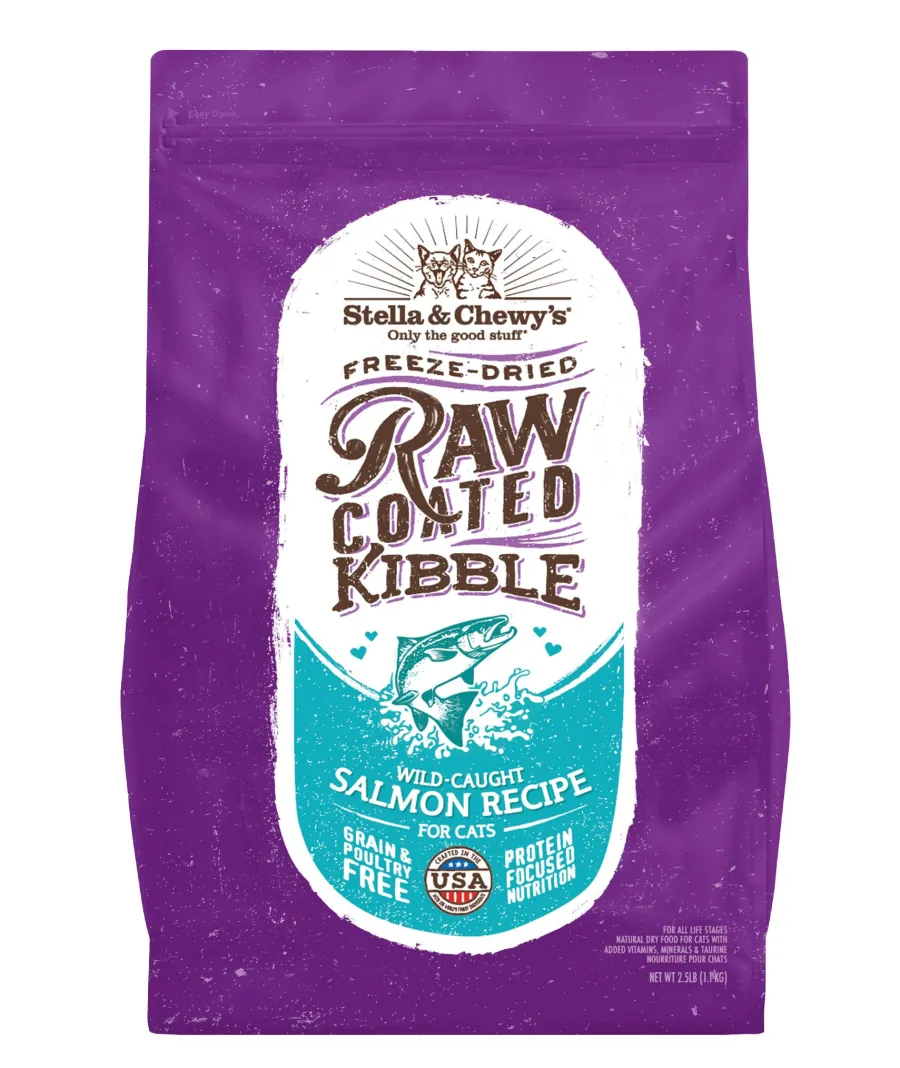 Fashion Stella & Chewy's Raw Coated Kibble Wild Caught Salmon Recipe Grain-Free Dry Cat Food, 2.5-lb