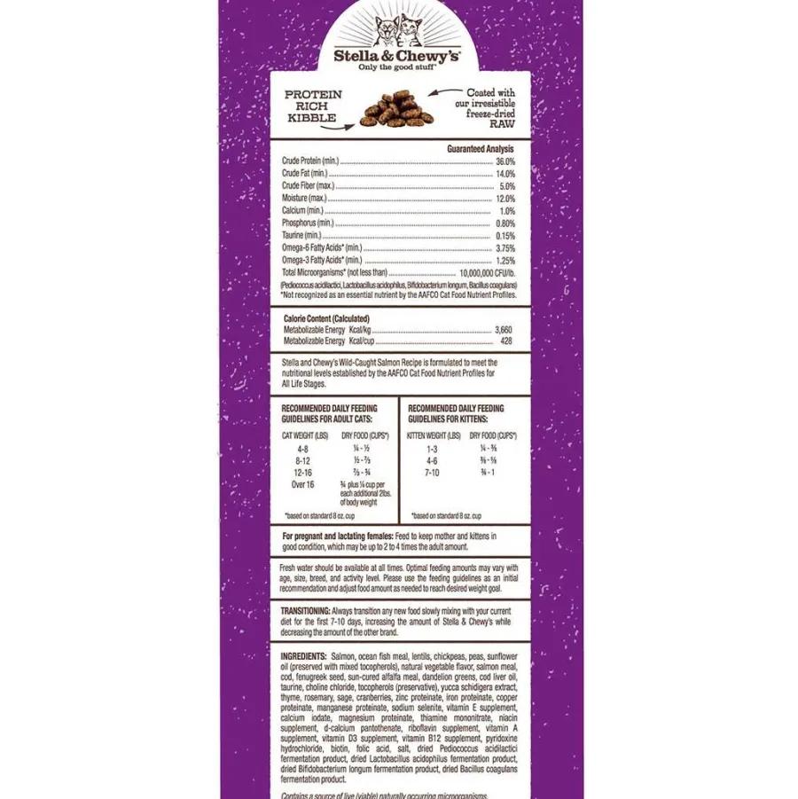 Fashion Stella & Chewy's Raw Coated Kibble Wild Caught Salmon Recipe Grain-Free Dry Cat Food, 2.5-lb