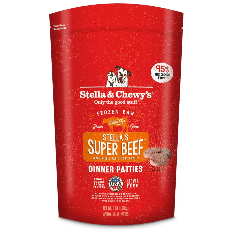 Cheap Stella & Chewy's Stella's Super Beef 1.5-oz Dinner Patties Grain-Free Raw Frozen Dog Food, 3-lb