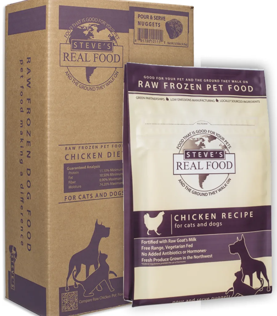 Clearance Steve's Real Food Chicken Nuggets Raw Frozen Dog & Cat Food, 5-lb