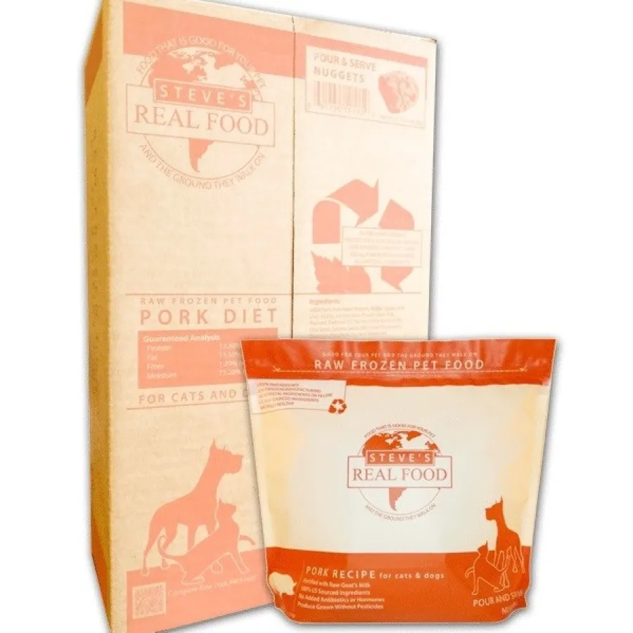 Flash Sale Steve's Real Food Pork Nuggets Raw Frozen Dog & Cat Food, 9.75-lb